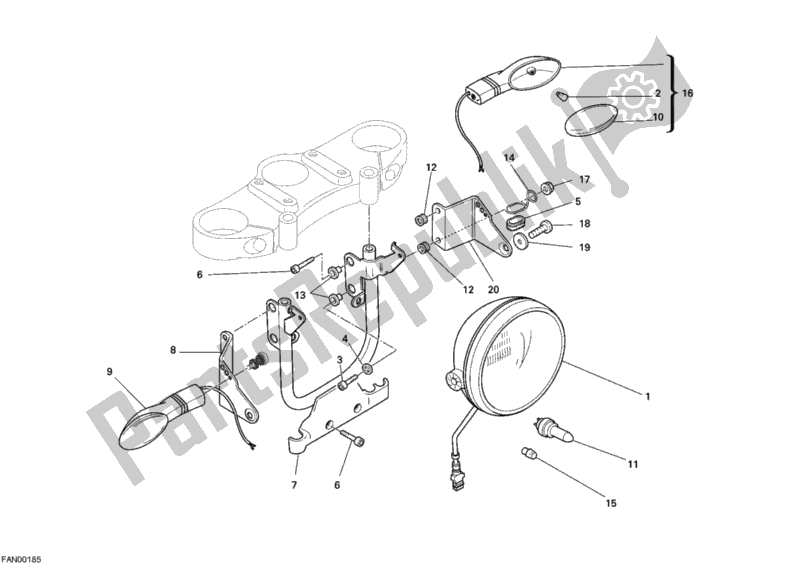 Todas as partes de Farol do Ducati Monster S2R 1000 USA 2007